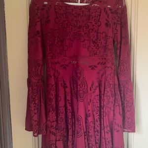 Free people. cranberry red skater dress.